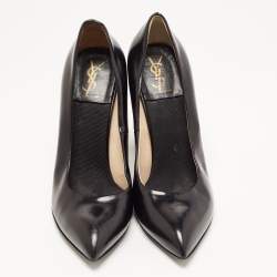 Pre Owned Yves Saint Laurent Black Leather Pointed Toe Wood Heel Pumps Size 41