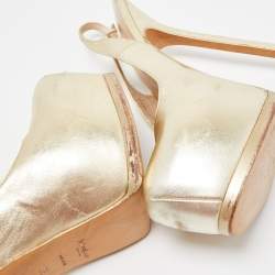 Yves Saint Laurent Gold Leather Tribtoo Slingback Pumps Size 38