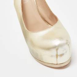 Yves Saint Laurent Gold Leather Tribtoo Slingback Pumps Size 38