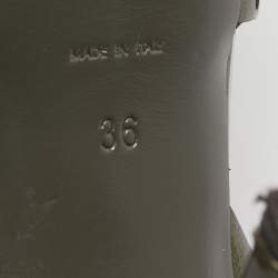 Pre Owned Yves Saint Laurent Olive Green Patent Leather Tribute Sandals Size 36