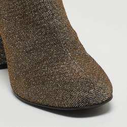 Yves Saint Laurent Silver Lurex Fabric Ankle Boots Size 37