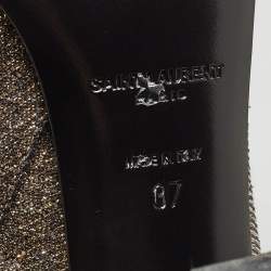 Yves Saint Laurent Silver Lurex Fabric Ankle Boots Size 37