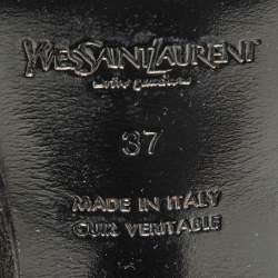 Pre Owned Yves Saint Laurent Black Leather Open Toe Ankle Wrap Sandals Size 37