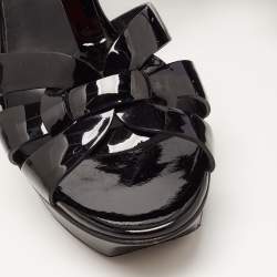 مملوكة مسبقًا Yves Saint Laurent Black Patent Tribute Ankle Strap Sandals Size 36