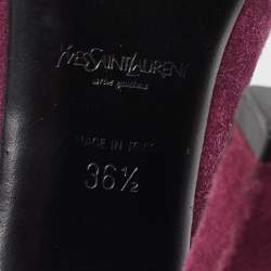 Yves Saint Laurent Purple Suede Plaque Embellished Round Toe Pumps Size 36.5