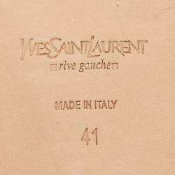 Pre Owned Yves Saint Laurent Brown Leather Strappy Slingback Flat Sandals Size 41