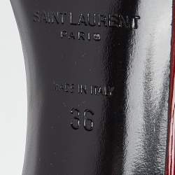 Pre Owned Saint Laurent Red Patent Leather Ankle Strap Sandals Size 36