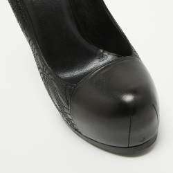 Pre Owned Yves Saint Laurent Black Leather Stitch Detail Tribtoo Pumps Size 40