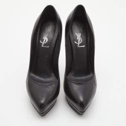 Yves Saint Laurent Black Leather Tribtoo Platform Pointed Toe Pumps Size 36