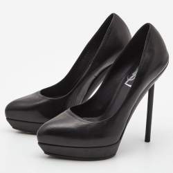 Yves Saint Laurent Black Leather Tribtoo Platform Pointed Toe Pumps Size 36