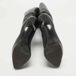 Yves Saint Laurent Black Leather Platform Knee Length Boots Size 36