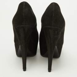 Pre Owned Yves Saint Laurent Black Textured Suede Platform Pumps Size 40