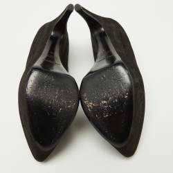 Pre Owned Yves Saint Laurent Black Textured Suede Platform Pumps Size 40