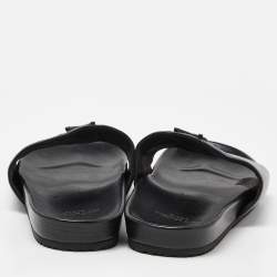 Pre Owned Saint Laurent Black Leather Joan Flat Slides Size 38