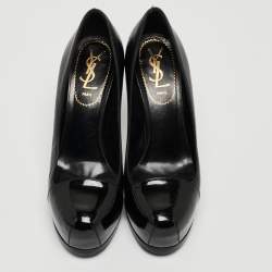 Yves Saint Laurent Black Leather and Patent Tribtoo Pumps Size 36