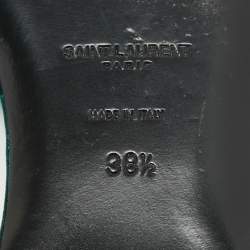 Pre Owned Yves Saint Laurent Green Velvet Tribute Flat Slides Size 38.5