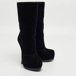 مملوكة مسبقًا Yves Saint Laurent Black Velvet Ankle Boots Size 36
