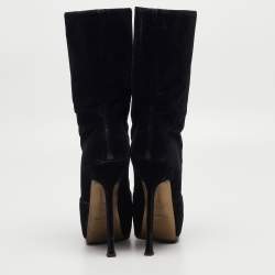 مملوكة مسبقًا Yves Saint Laurent Black Velvet Ankle Boots Size 36