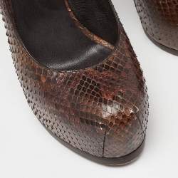 Yves Saint Laurent Brown Python Cap Toe Tribtoo Platform Pumps Size 39