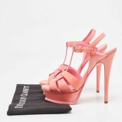 مملوكة مسبقًا Yves Saint Laurent Pink  Patent Tribute Sandals Size 37
