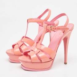 مملوكة مسبقًا Yves Saint Laurent Pink  Patent Tribute Sandals Size 37
