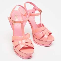 مملوكة مسبقًا Yves Saint Laurent Pink  Patent Tribute Sandals Size 37