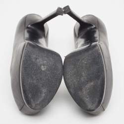 Pre Owned Yves Saint Laurent Black Leather Tribtoo Platform Pumps Size 37