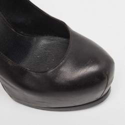 Pre Owned Yves Saint Laurent Black Leather Tribtoo Platform Pumps Size 37