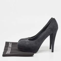 Pre Owned Yves Saint Laurent Navy Blue Suede Tribtoo Pumps Size 36