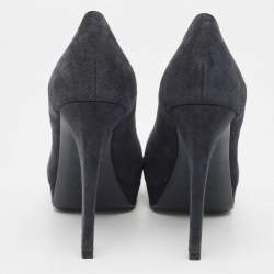 Pre Owned Yves Saint Laurent Navy Blue Suede Tribtoo Pumps Size 36