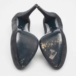 Pre Owned Yves Saint Laurent Navy Blue Suede Tribtoo Pumps Size 36