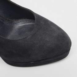 Pre Owned Yves Saint Laurent Navy Blue Suede Tribtoo Pumps Size 36