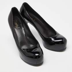 Yves Saint Laurent Black Patent Leather Tribtoo Platform Pumps Size 40.5