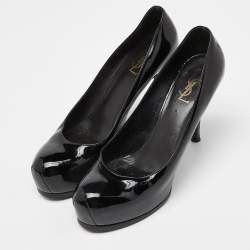 Yves Saint Laurent Black Patent Leather Tribtoo Platform Pumps Size 40.5