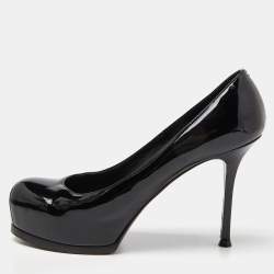 Yves Saint Laurent Black Patent Leather Tribtoo Platform Pumps Size 40.5