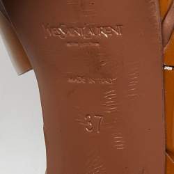 Pre Owned Yves Saint Laurent Mustard Patent Leather Tribute Ankle Strap Sandals Size 37