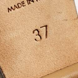 Pre Owned Yves Saint Laurent Gold/Silver Leather Wedge Pumps Size 37.5