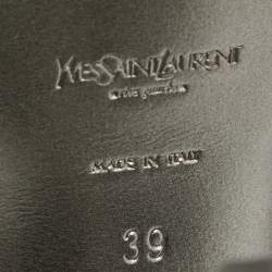 Pre Owned Yves Saint Laurent Metallic Grey Leather Tribute Sandals Size 39