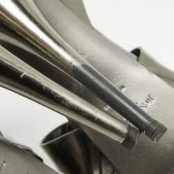 Pre Owned Yves Saint Laurent Metallic Grey Leather Tribute Sandals Size 39