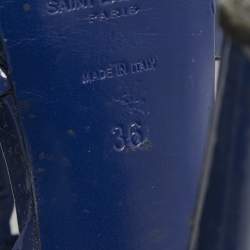 Pre Owned Yves Saint Laurent  Blue Patent Tribute Ankle Strap Sandals Size 36