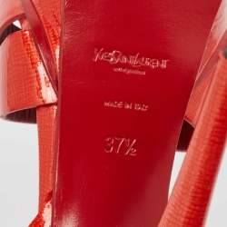 Yves Saint Laurent Red Patent Leather Tribute Sandals Size 37.5