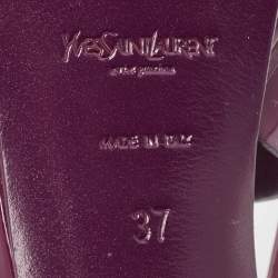 Pre Owned Yves Saint Laurent Burgundy Patent Leather Tribute Platform Ankle Strap Sandals Size 37