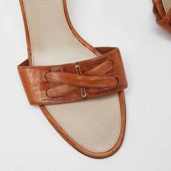 Yves Saint Laurent Brown Leather Open Toe Slide Sandals Size 38.5