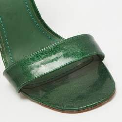 Yves Saint Laurent Green Patent Leather Ankle Wrap Sandals Size 39