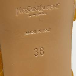 Pre Owned Yves Saint Laurent Yellow Patent Leather Tribute Sandals Size 38