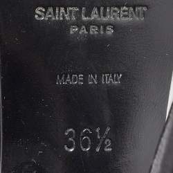 مملوكة مسبقًا Yves Saint Laurent Black Textured Patent Leather Tribute Platform Ankle Strap Sandals Size 36.5