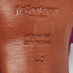 Pre Owned Yves Saint Laurent Purple Suede Buckle Detail Platform Ankle Strap Sandals Size 40