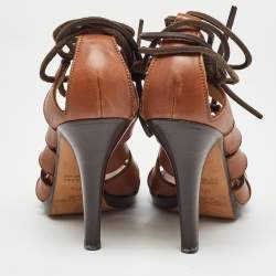 مملوكة مسبقًا Yves Saint Laurent Brown Leather Gladiator Sandals Size 37.5