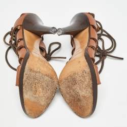 مملوكة مسبقًا Yves Saint Laurent Brown Leather Gladiator Sandals Size 37.5