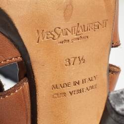 مملوكة مسبقًا Yves Saint Laurent Brown Leather Gladiator Sandals Size 37.5